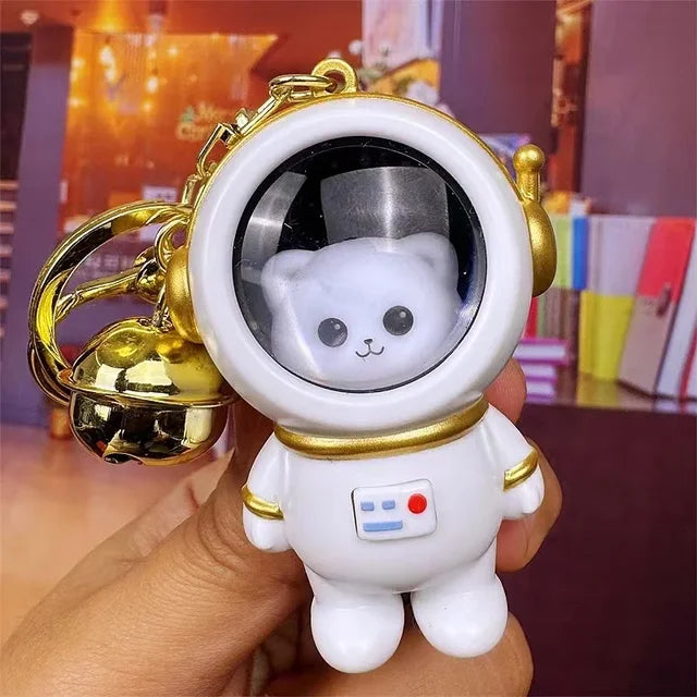 Cartoon Light Space Cat Key chain Creative LED Light SpaceSuit Bear Key ring Pendant Cute Astronaut Little Toy Portable Keychain