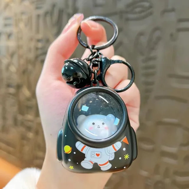 Cartoon Light Space Cat Key chain Creative LED Light SpaceSuit Bear Key ring Pendant Cute Astronaut Little Toy Portable Keychain