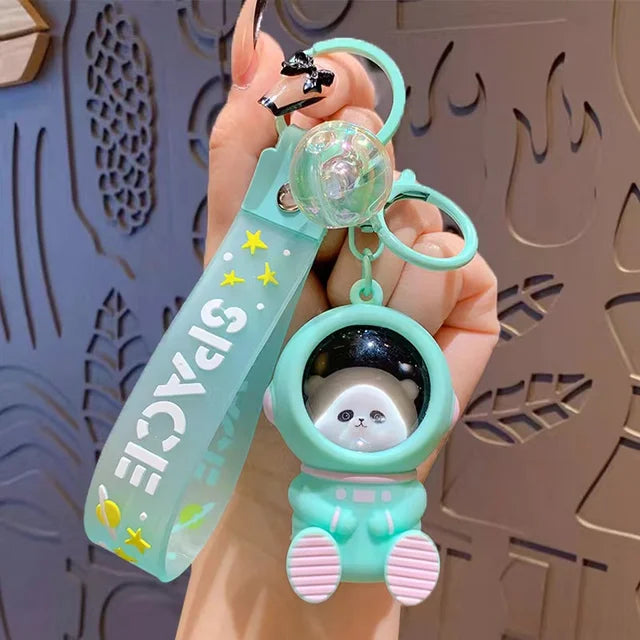 Cartoon Light Space Cat Key chain Creative LED Light SpaceSuit Bear Key ring Pendant Cute Astronaut Little Toy Portable Keychain