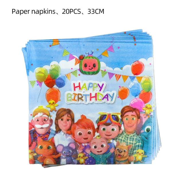 Cartoon Melon Theme Birthday Party Decoration Disposable Set Tableware Plate Napkins Tablecloth For Kid Shower Supplies Puzzle