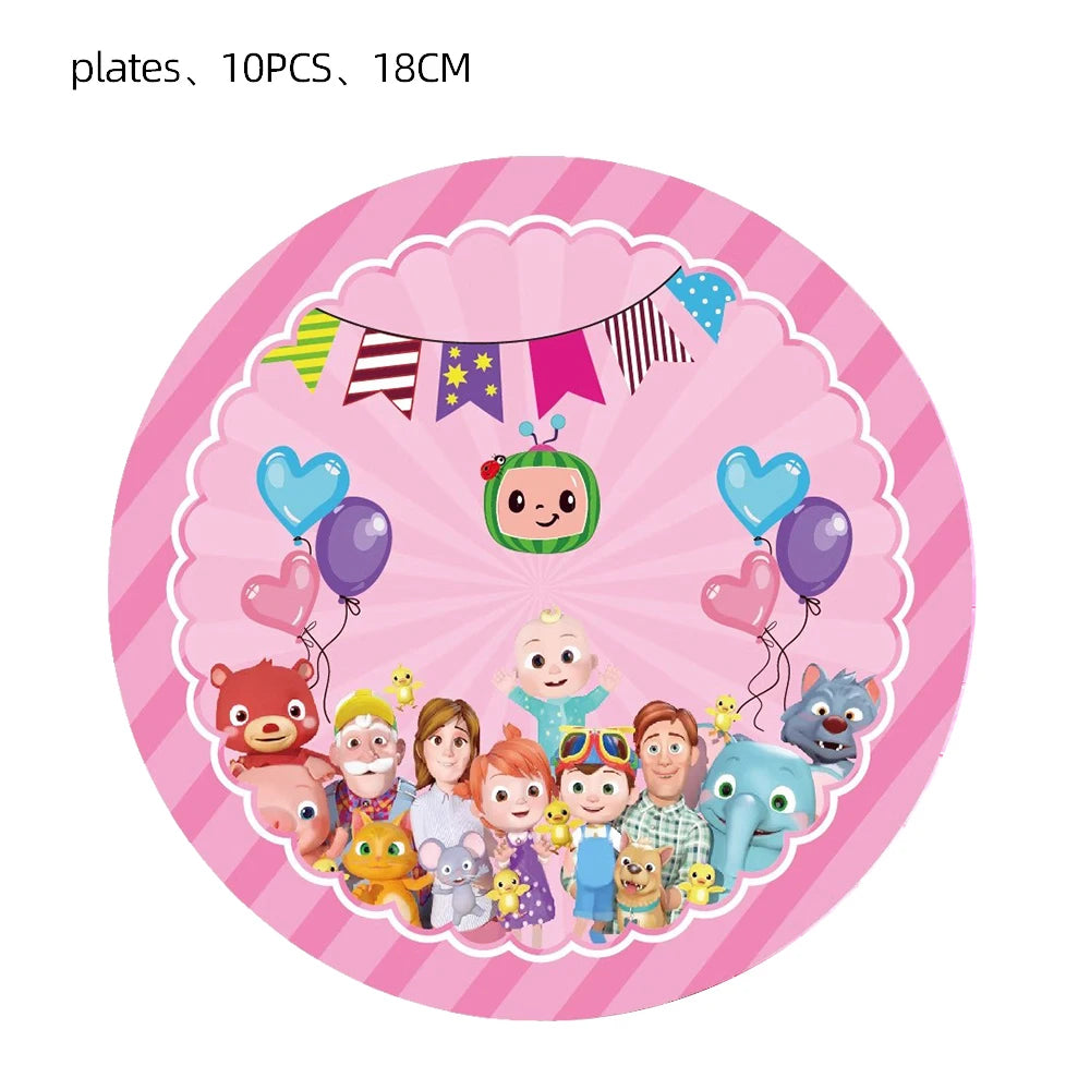 Cartoon Melon Theme Birthday Party Decoration Disposable Set Tableware Plate Napkins Tablecloth For Kid Shower Supplies Puzzle