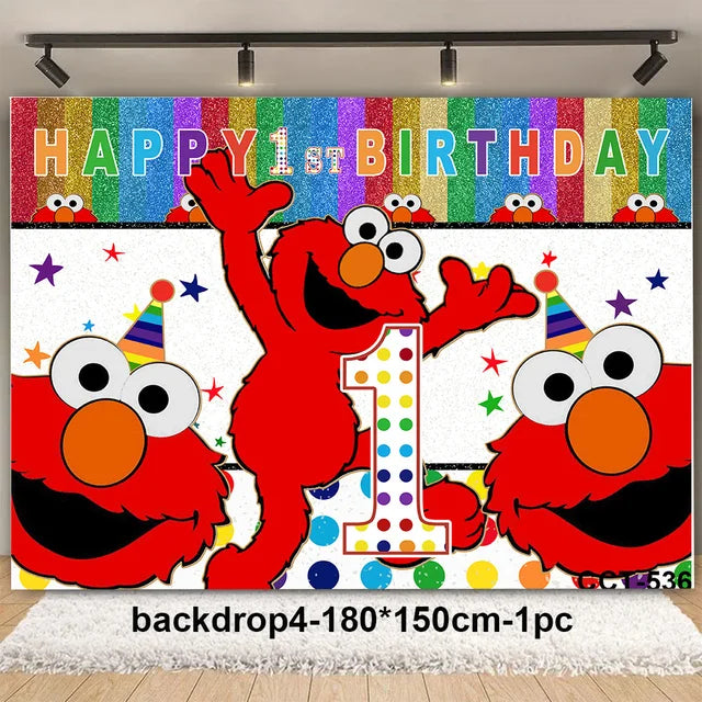 Cartoon SEsames Street Children's Birthday Party Decoration Tableware Tablecloth Baby Shower Balloon Cake Topper Banner Supplies