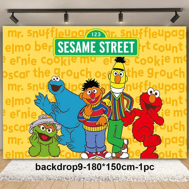 Cartoon SEsames Street Children's Birthday Party Decoration Tableware Tablecloth Baby Shower Balloon Cake Topper Banner Supplies