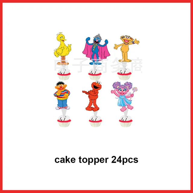 Cartoon SEsames Street Children's Birthday Party Decoration Tableware Tablecloth Baby Shower Balloon Cake Topper Banner Supplies