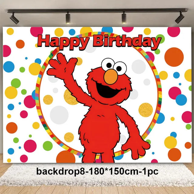 Cartoon SEsames Street Children's Birthday Party Decoration Tableware Tablecloth Baby Shower Balloon Cake Topper Banner Supplies