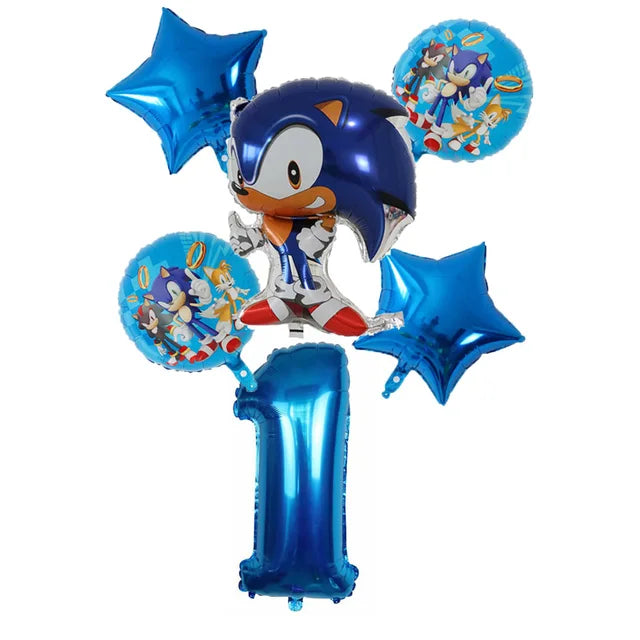 Cartoon Sonic Party Supplies Disposable Plates Tablecloth Cake Topper Banner for Kids Birthday Decorations Set Baby Shower