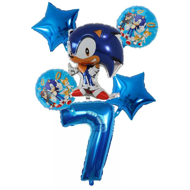 Cartoon Sonic Party Supplies Disposable Plates Tablecloth Cake Topper Banner for Kids Birthday Decorations Set Baby Shower