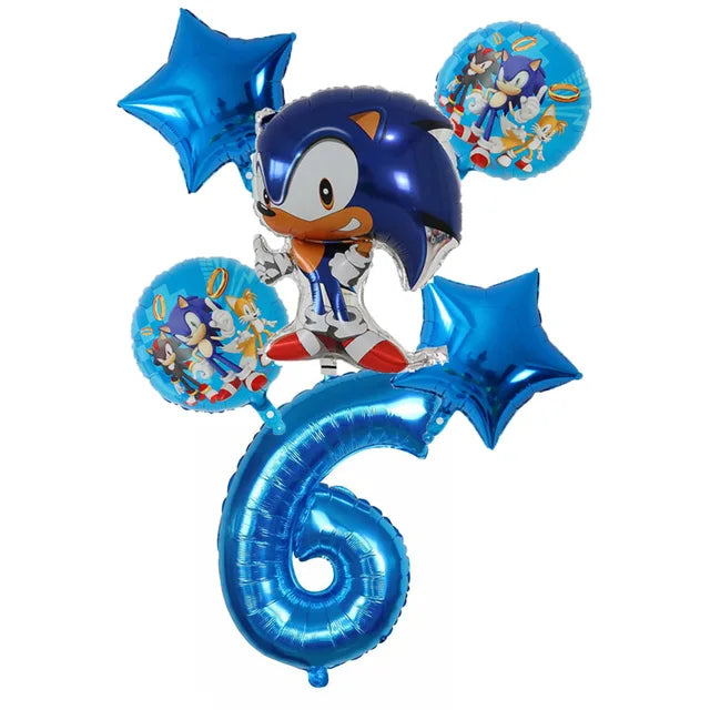 Cartoon Sonic Party Supplies Disposable Plates Tablecloth Cake Topper Banner for Kids Birthday Decorations Set Baby Shower