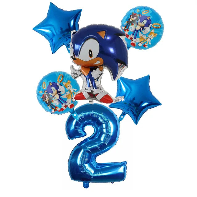 Cartoon Sonic Party Supplies Disposable Plates Tablecloth Cake Topper Banner for Kids Birthday Decorations Set Baby Shower