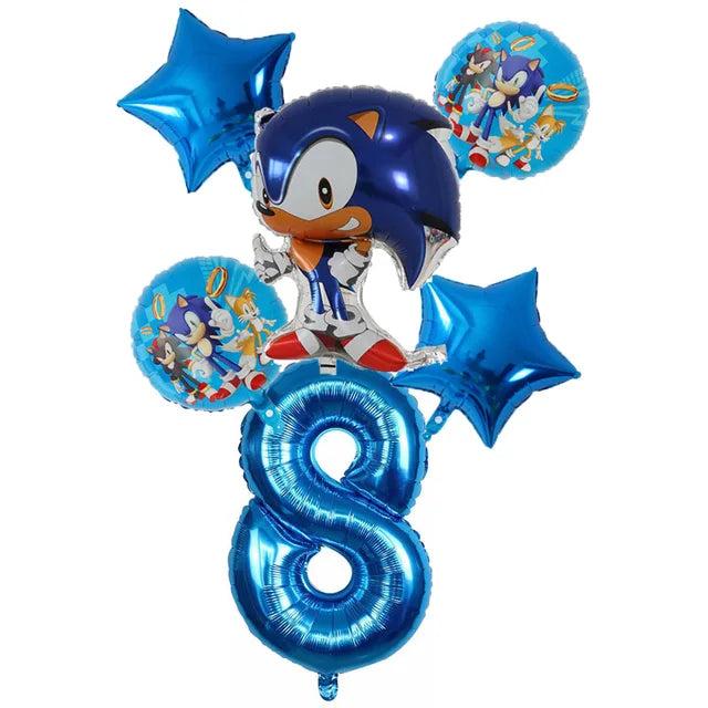 Cartoon Sonic Party Supplies Disposable Plates Tablecloth Cake Topper Banner for Kids Birthday Decorations Set Baby Shower