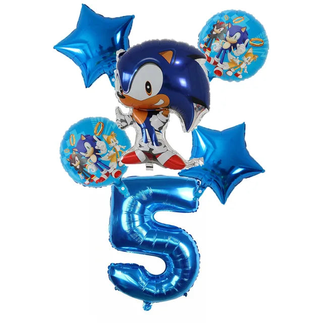 Cartoon Sonic Party Supplies Disposable Plates Tablecloth Cake Topper Banner for Kids Birthday Decorations Set Baby Shower