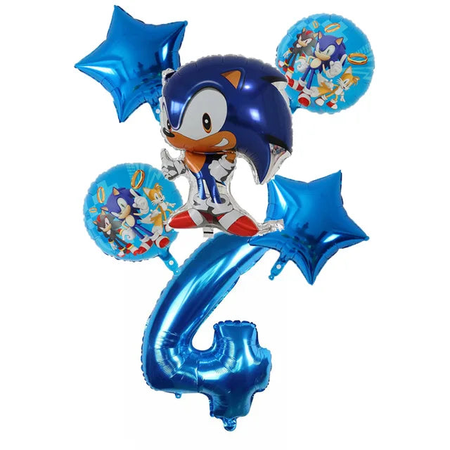 Cartoon Sonic Party Supplies Disposable Plates Tablecloth Cake Topper Banner for Kids Birthday Decorations Set Baby Shower