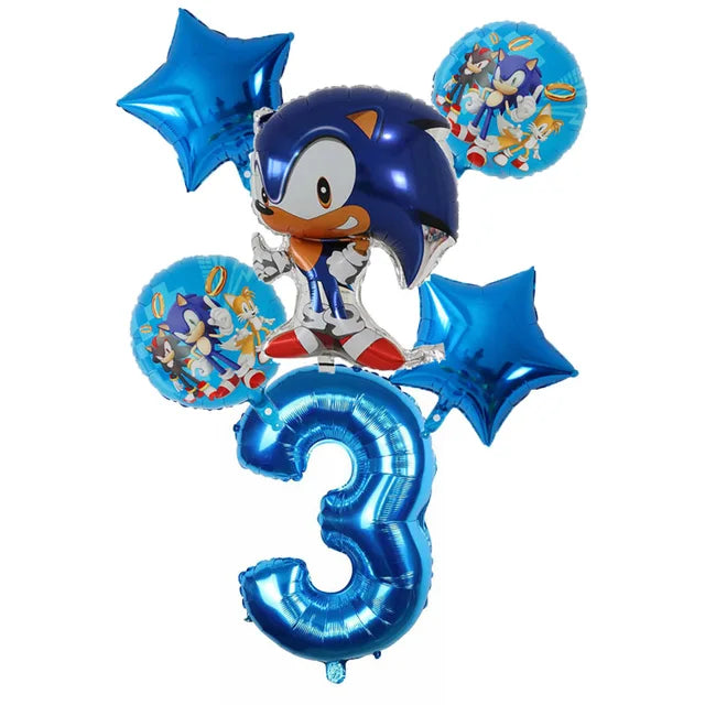 Cartoon Sonic Party Supplies Disposable Plates Tablecloth Cake Topper Banner for Kids Birthday Decorations Set Baby Shower