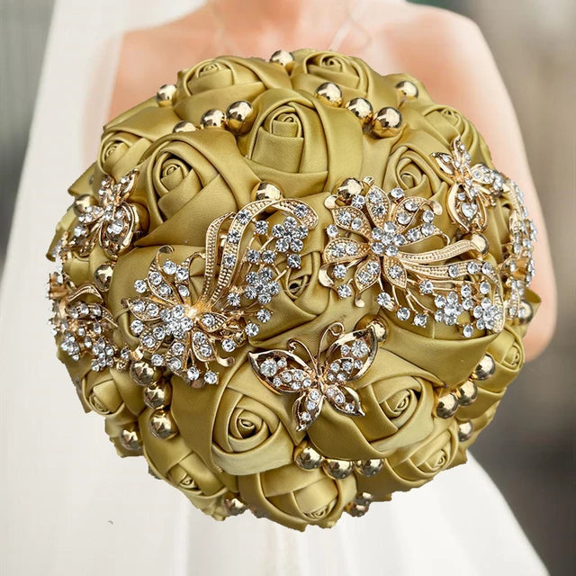 Champage Wedding Bouquet Bridesmaid Bridesmaid Holding Flowers