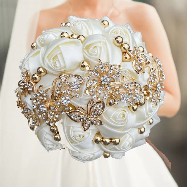 Champage Wedding Bouquet Bridesmaid Bridesmaid Holding Flowers