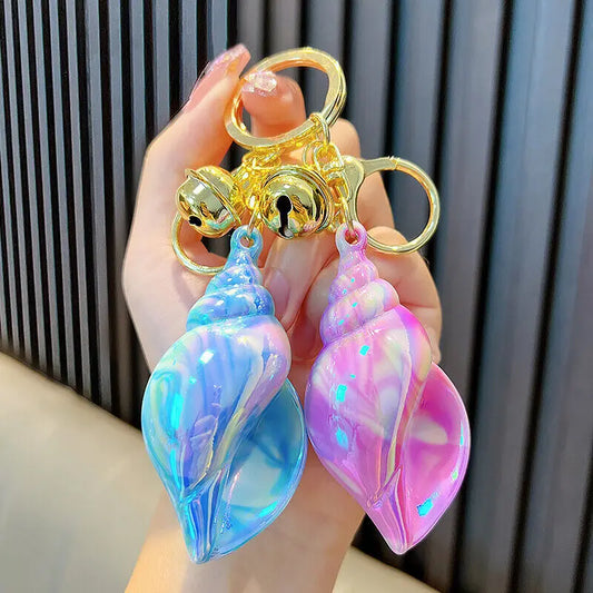 Colorful Acrylic Shell Conch Keyring Creative School Bag Backpack Pendants Cartoon Car Key Accessories Key Ring For Women