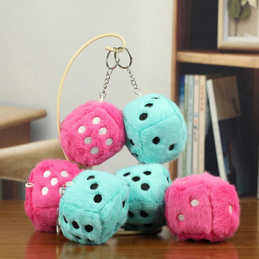 Creative 7cm Dice Plush Toy Pendant Soft Stuffed Doll Keychain Backpack Car Bag Key Ring Decor Kid Gift