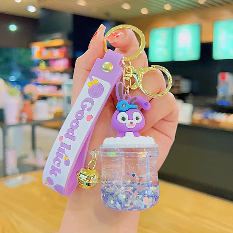 Creative Colour Sanrio Quicksand Bottle Keychain Exquisite Kuromi Kt Cat Cinnamon Roll Doll Key Chain Couple Schoolbag Pendant