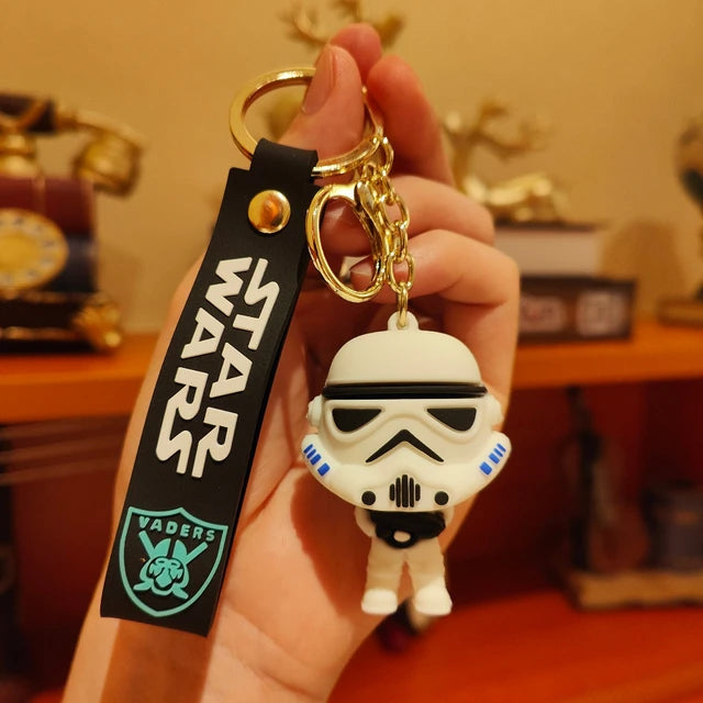 Disney Movie Star Wars Keychain Darth Vader Imperial Stormtrooper Yoda Baby Doll Keyrings Key Holder for Boys Gifts