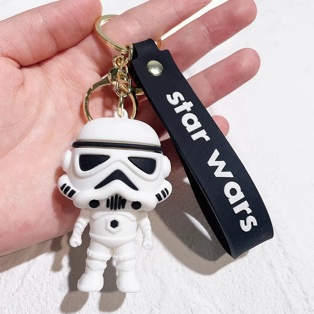 Disney Movie Star Wars Keychain Darth Vader Imperial Stormtrooper Yoda Baby Doll Keyrings Key Holder for Boys Gifts