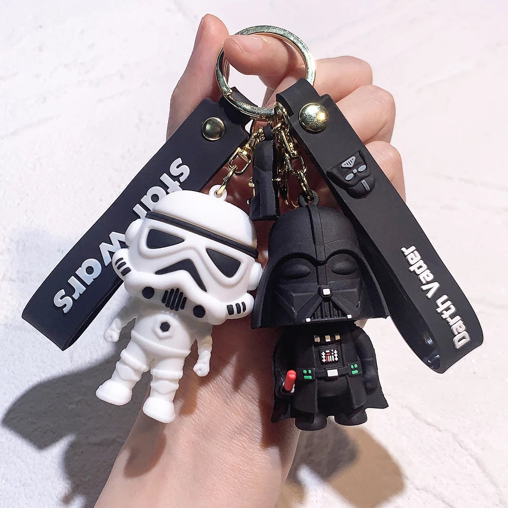 Disney Movie Star Wars Keychain Darth Vader Imperial Stormtrooper Yoda Baby Doll Keyrings Key Holder for Boys Gifts