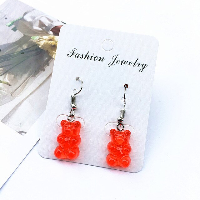 Animal Candy Color 1Pair Drop Earring Colorful Transparency 8 Colors Seaside Cartoon Gifts High Quality Bear Cute Handmade jewelry.