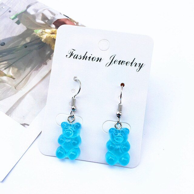 Animal Candy Color 1Pair Drop Earring Colorful Transparency 8 Colors Seaside Cartoon Gifts High Quality Bear Cute Handmade jewelry.