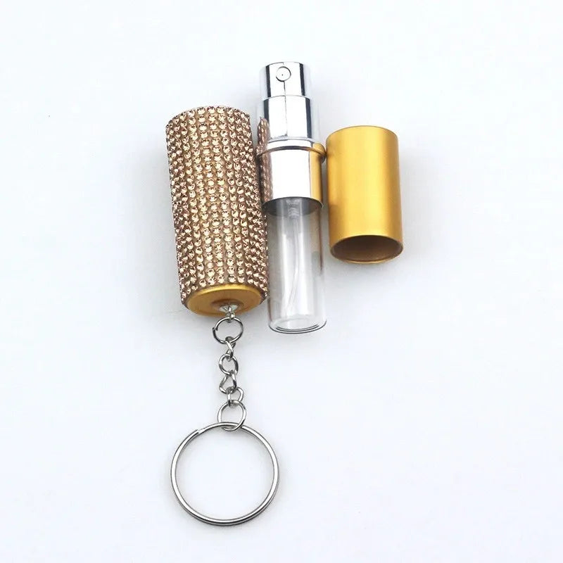 Empty Spray Tank Crystal Keychain Mini Reusable Portable Edc Outdoor Safety Protection Self Defense Keychain Accessories Travel