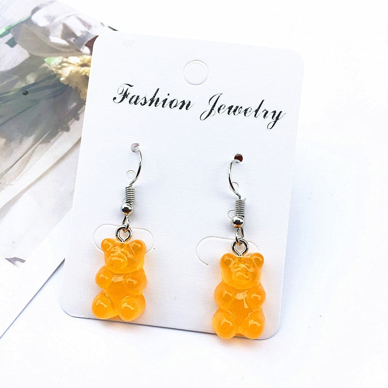 Animal Candy Color 1Pair Drop Earring Colorful Transparency 8 Colors Seaside Cartoon Gifts High Quality Bear Cute Handmade jewelry.