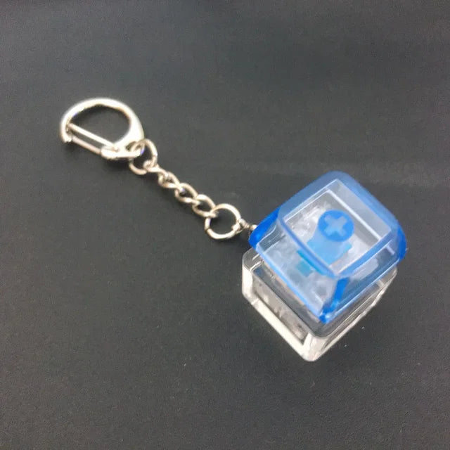 Fingertip Button Keychain Fidget Toy LED Keyboard Key Cap Key Chain Mechanical Switch Keyring Stress Relief Gadget