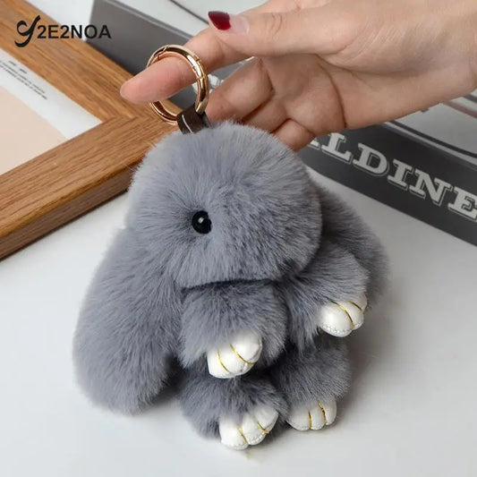 Fluffy Rabbit Fur Pompon Bunny Keychain For Girls Bag Car Key Chain  Gifts Trinket Women Rabbit Key Tags