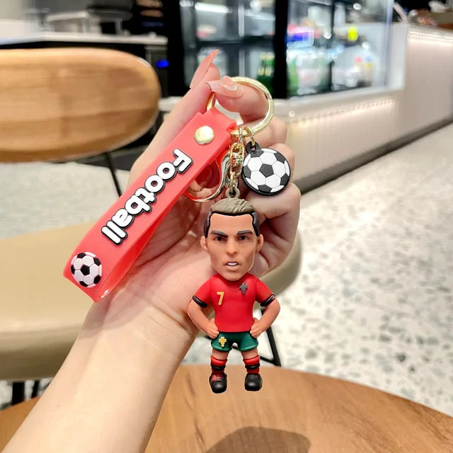 Football Star Ronaldo Figure Keychain Bag Pendent Keyring Collection Doll Car Ornaments Key Accessories Souvenirs Gifts