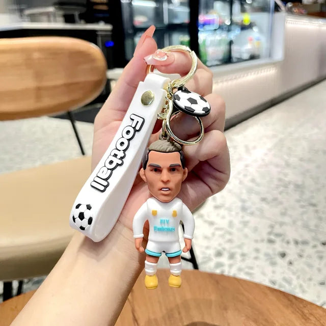 Football Star Ronaldo Figure Keychain Bag Pendent Keyring Collection Doll Car Ornaments Key Accessories Souvenirs Gifts