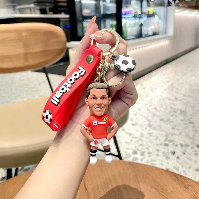 Football Star Ronaldo Figure Keychain Bag Pendent Keyring Collection Doll Car Ornaments Key Accessories Souvenirs Gifts