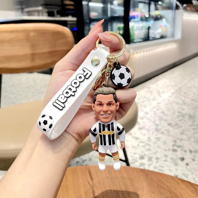 Football Star Ronaldo Figure Keychain Bag Pendent Keyring Collection Doll Car Ornaments Key Accessories Souvenirs Gifts