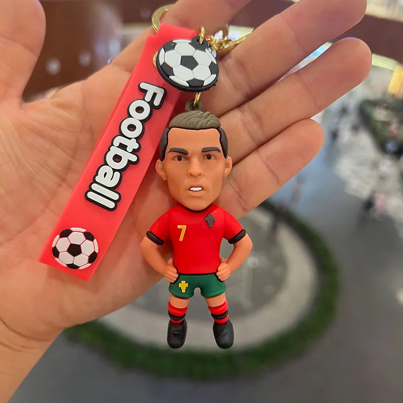 Football Star Ronaldo Figure Keychain Bag Pendent Keyring Collection Doll Car Ornaments Key Accessories Souvenirs Gifts