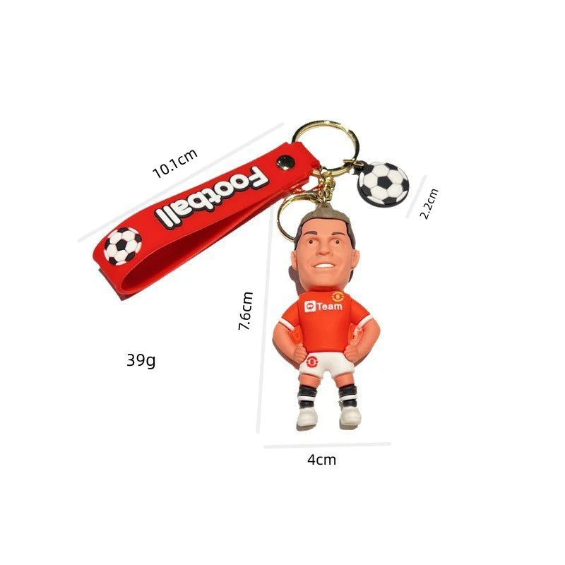 Football Star Ronaldo Figure Keychain Bag Pendent Keyring Collection Doll Car Ornaments Key Accessories Souvenirs Gifts