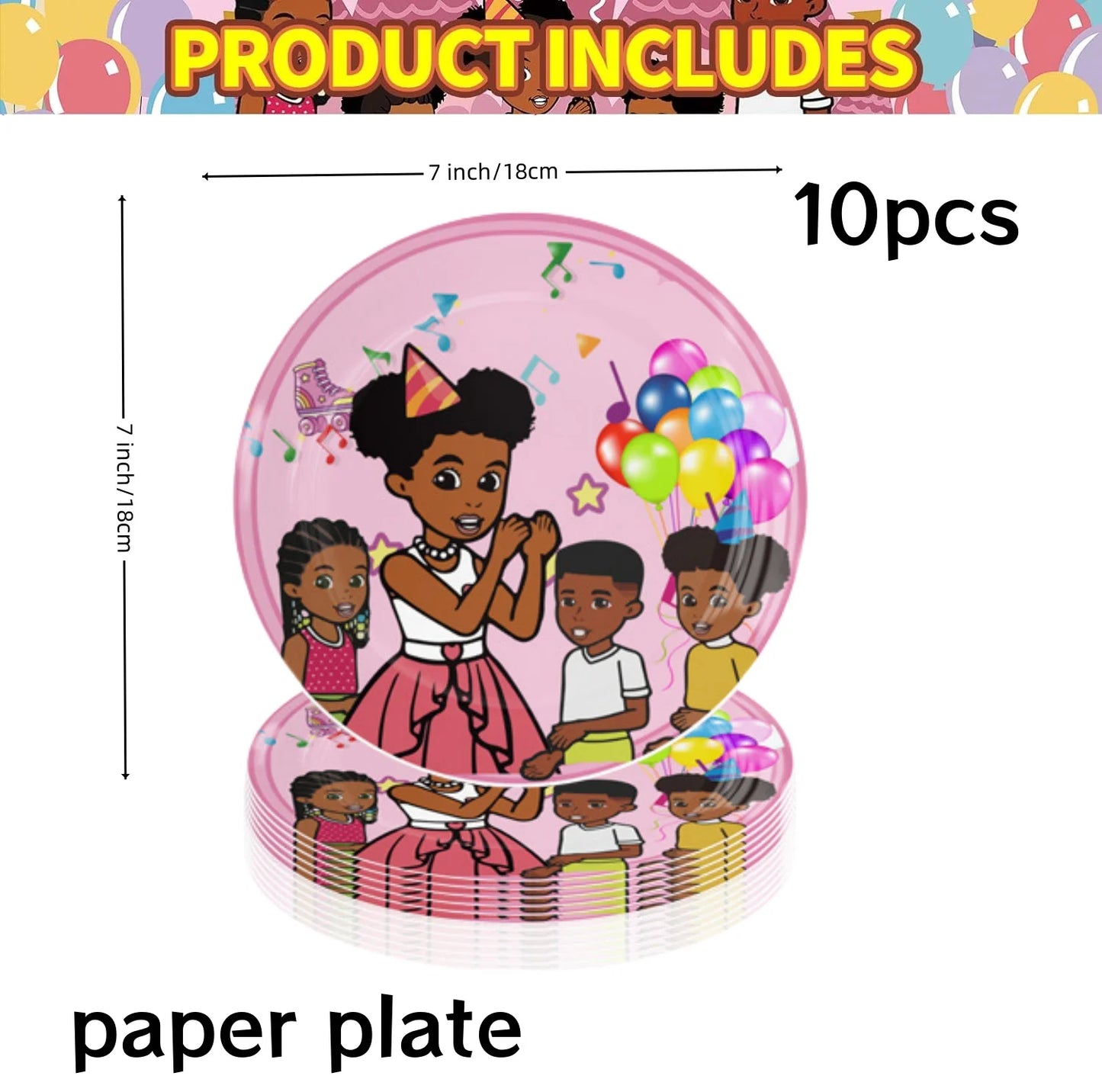 Gracie Corner Birthday Party Decoration Black Girl Disposable Tableware Tablecloth Plate Cup Kids Girls favors Party Supplies