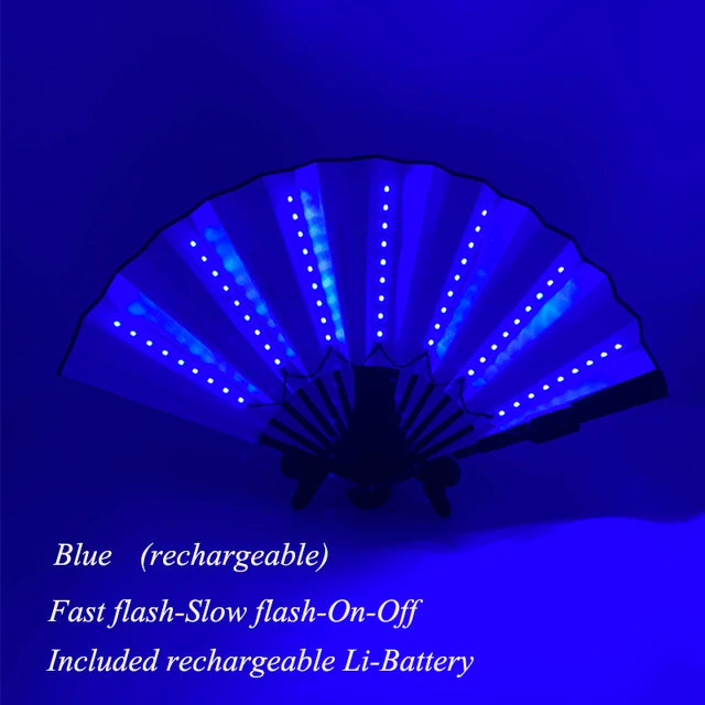 Halloween Carnival party lighting supplies 10inches  LED neon light rave fan  folding luminous fan glowing in the party