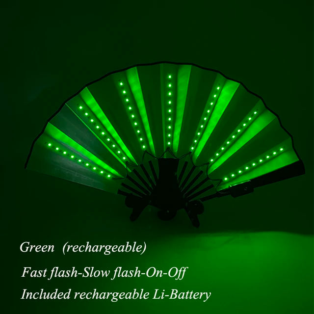 Halloween Carnival party lighting supplies 10inches  LED neon light rave fan  folding luminous fan glowing in the party