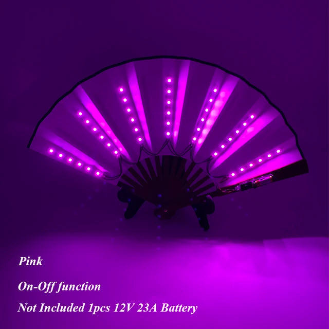 Halloween Carnival party lighting supplies 10inches  LED neon light rave fan  folding luminous fan glowing in the party