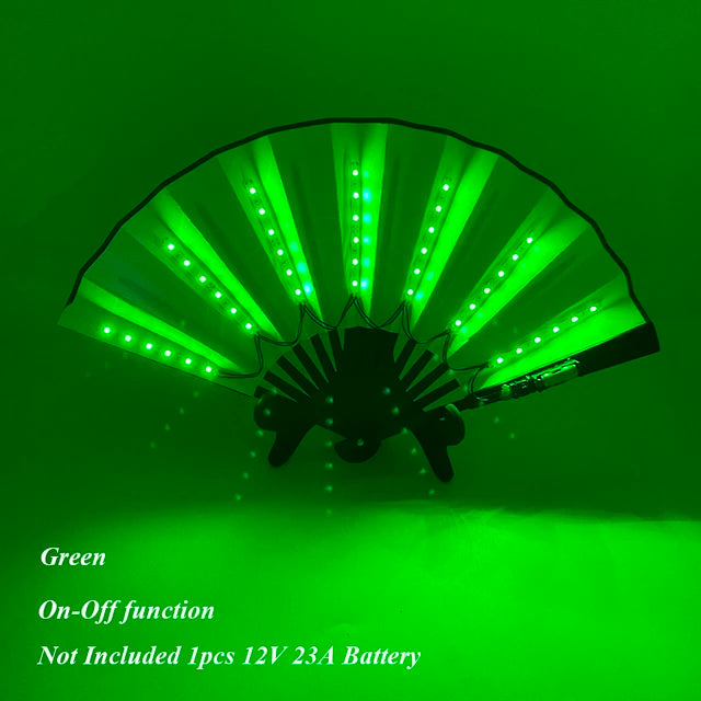 Halloween Carnival party lighting supplies 10inches  LED neon light rave fan  folding luminous fan glowing in the party