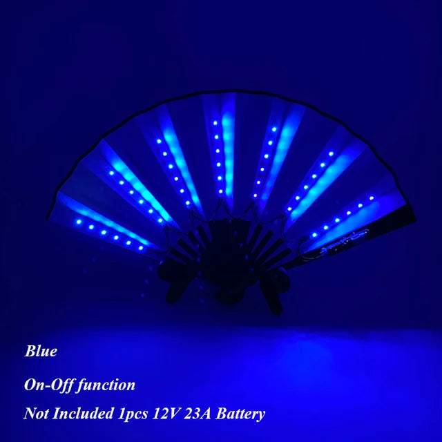 Halloween Carnival party lighting supplies 10inches  LED neon light rave fan  folding luminous fan glowing in the party