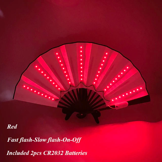 Halloween Carnival party lighting supplies 10inches  LED neon light rave fan  folding luminous fan glowing in the party