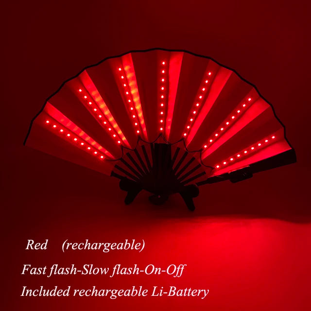 Halloween Carnival party lighting supplies 10inches  LED neon light rave fan  folding luminous fan glowing in the party