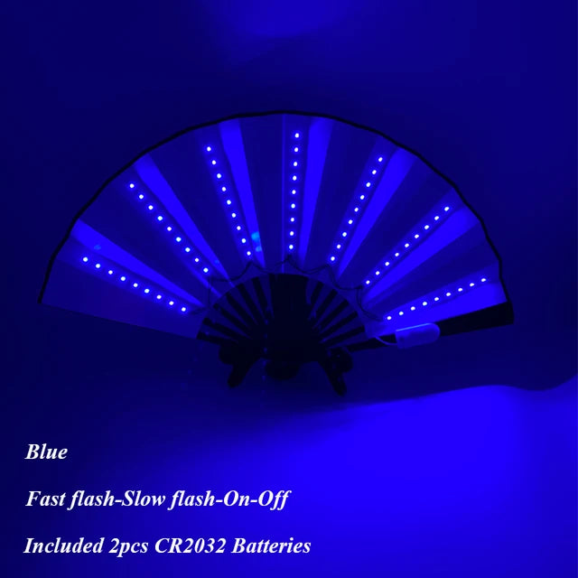 Halloween Carnival party lighting supplies 10inches  LED neon light rave fan  folding luminous fan glowing in the party