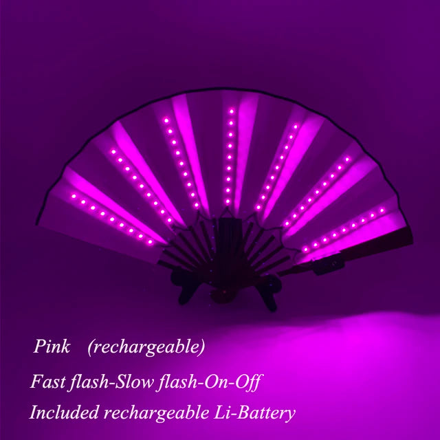 Halloween Carnival party lighting supplies 10inches  LED neon light rave fan  folding luminous fan glowing in the party