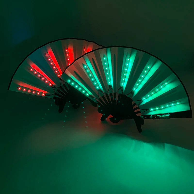 Halloween Carnival party lighting supplies 10inches  LED neon light rave fan  folding luminous fan glowing in the party