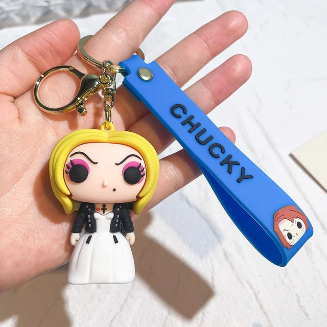 Halloween Scary Ghost Baby Keychains Dolls Horror Child's Play Chucky Tiffany Glen Mini Pendants PVC Figures Toy key Chain Gift