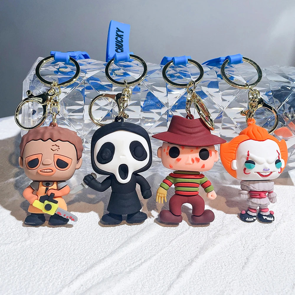 Halloween Scary Ghost Baby Keychains Dolls Horror Child's Play Chucky Tiffany Glen Mini Pendants PVC Figures Toy key Chain Gift